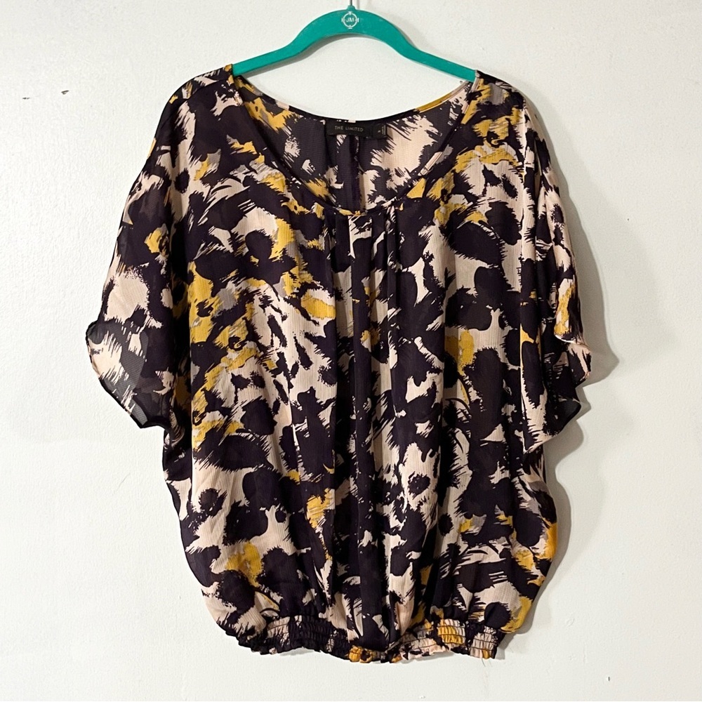 The Limited Black, Cream & Mustard Abstract Print Dolman Blouse
